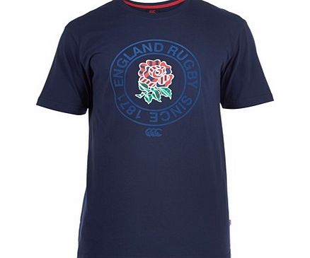 Canterbury England Uglies Graphic Cotton T-Shirt Navy `E54