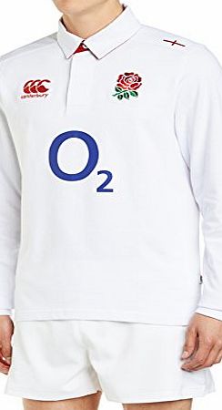 Canterbury Mens England Home Classic Long Sleeve Rugby Jersey - Bright White, X-Large