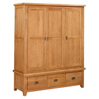 Canterbury Oak 3 Door   3 Drawers Wardrobe