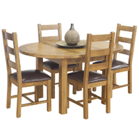 Rustic Oak Round Dining Table & 4