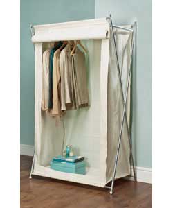 Canvas and Silver Single Wardrobe