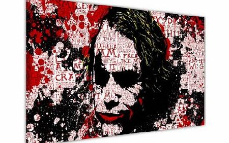 ICONIC JOKER FROM BATMAN DARK KNIGHT WITH FAMOUS QUOTES COLLAGE POP ART CANVAS PRINTS WALL ART PICTURES HOLLYWOOD LEGENDS DC COMICS PHOTO PRINTING