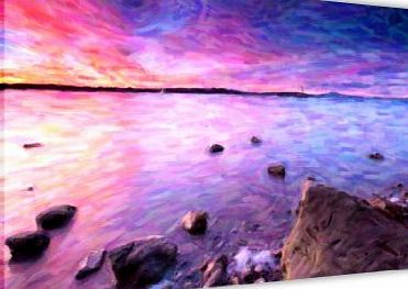 Canvas It Up PURPLE SEASHORE AND ROCKS OIL PAINTING REPRINT LARGE CANVAS PRINTS WALL ART LANDSCAPE PICTURES