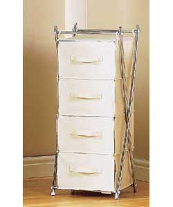 Canvas Style and Chrome 4-Drawer X Frame Unit