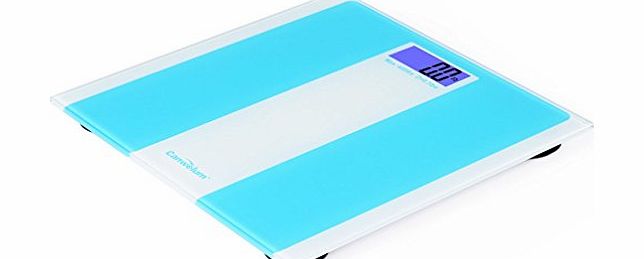 Canwelum Smart Step-on Precision Digital Bathroom Scale, Body Weight Scale, Digital Weight Scale, Digital Body Scale with Blue Backlight LCD Display and Strong Tempered Glass Platform (Blue)