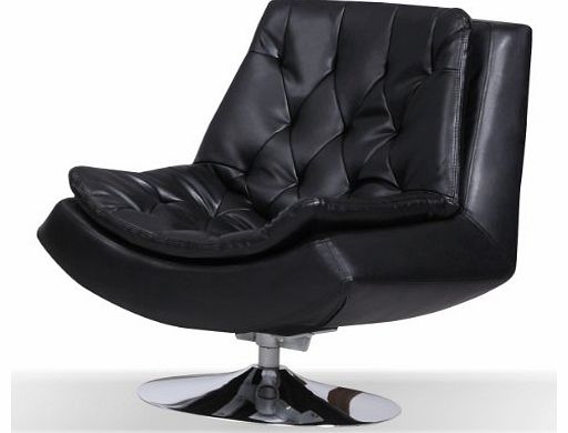 Capella Bonded and Faux Leather Iris Swivel Chair with Metal Base , Black