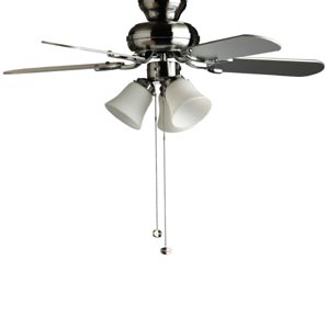 Fan with Light- Stainless Steel/Washed Oak