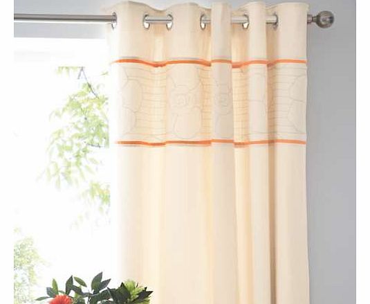 Orange Eyelet Lined Curtains