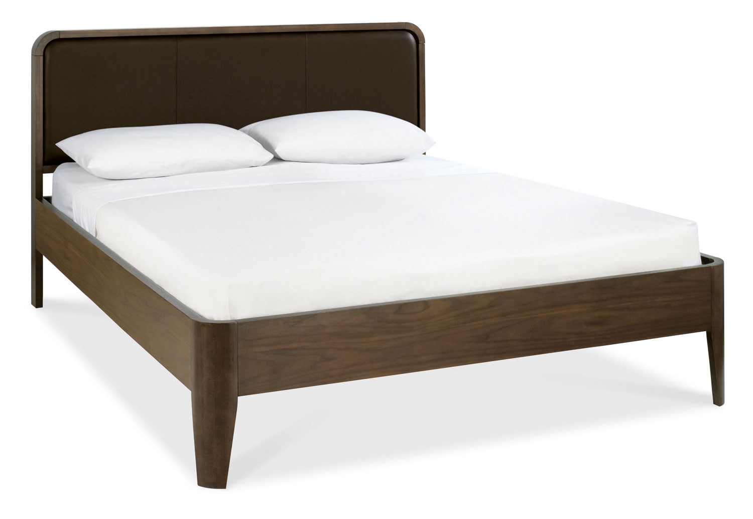 Walnut Faux Leather Headboard Bedstead -