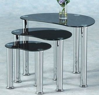 Cara Nest of Tables - Black Glass