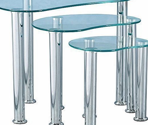 Cara Nest of Tables Clear Glass / Chrome Legs