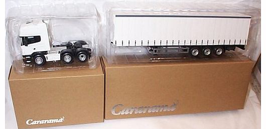cararama  plain white cab and trailer lorry set bundle 1.50 scale diecast model