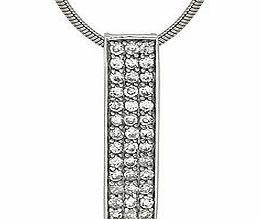 Long silver crystal row pendant