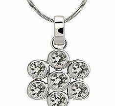 Silver-tone crystal flower pendant