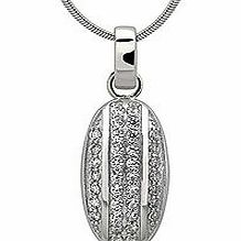 Silver zirconia oval pendant