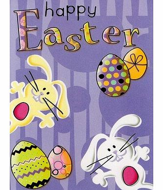 Card House Happy Easter  Fun Bunny Easter Eggs Card Great Value Greeting Cards