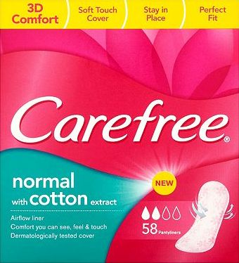 Carefree, 2041[^]10087069 Cotton Breathable Pantyliners Economy