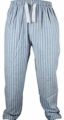 Cargo Bay New Mens Cotton Lounge Pants Luxury Designer Style Pyjamas Bottoms Trousers PJs (Large 36``-39``, Light Blue Stripe)