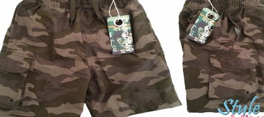 Cargo Bay STYLE MIXX Boys Camouflage Army Shorts Kids Summer Holiday Trunks Swim Shorts (7-8 YRS, ARMY CAMOUFLAGE)