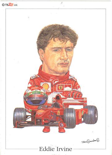 Caricature Postcards Eddie Irvine 1999 Ferrari Caricature Postcard (15cm x 10cm)