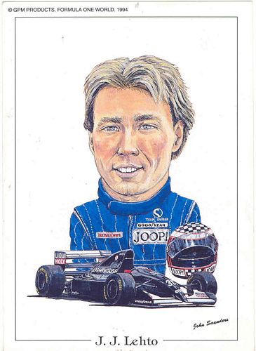 J. J. Lehto 1993 Sauber Caricature Postcard (15cm x 10cm)