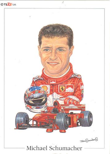 Michael Schumacher 1999 Ferrari Caricature Postcard (15cm x 10cm)