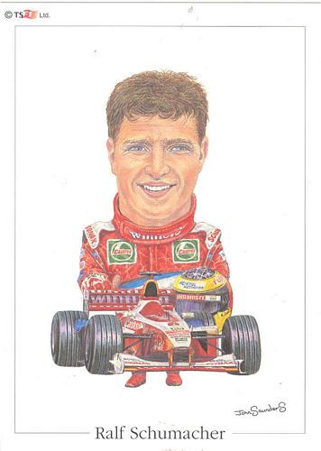 Ralf Schumacher 1999 Williams Caricature Postcard (15cm x 10cm)
