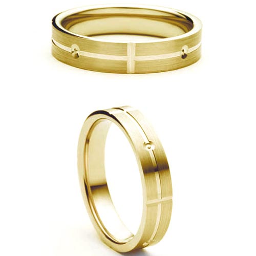 5mm Medium Flat Court Carino Wedding Band Ring In 9 Ct Yellow Gold