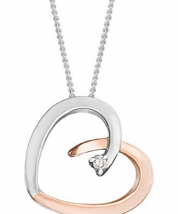 Carissima 9ct 2 Colour Gold Diamond Heart Necklace 46cm/18 Inches