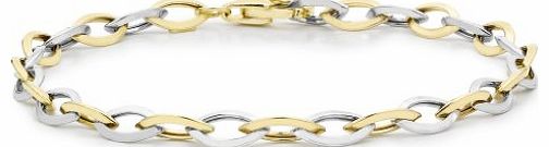 Carissima 9ct Two Colour Gold Elliptic Link Bracelet 18cm/7``