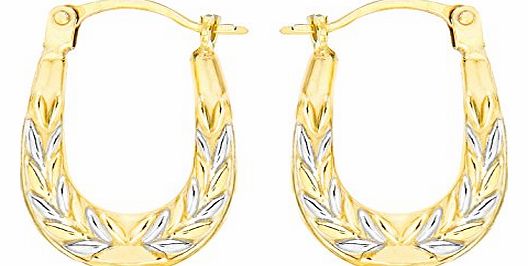 Carissima Gold Carissima 9ct Two Colour Gold Patterned Creole Earrings