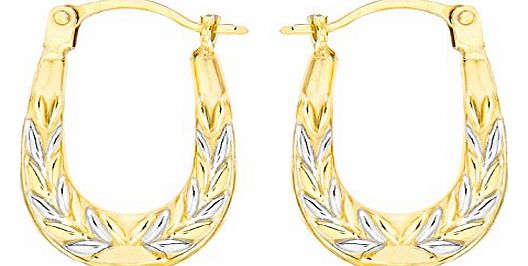 Carissima 9ct Two Colour Gold Patterned Creole Earrings