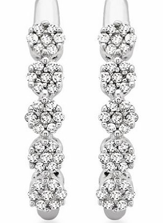 Carissima Gold Carissima 9ct White Gold 0.15ct Diamond Cluster Drop Earrings