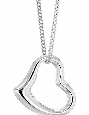 Carissima Gold Carissima 9ct White Gold Open Heart Pendant on Curb Chain Necklace 46cm/18``