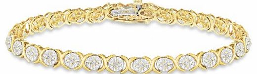 Carissima Gold Carissima 9ct Yellow Gold 1.00ct Diamond Hugs and Kisses Bracelet 19cm/7.5``