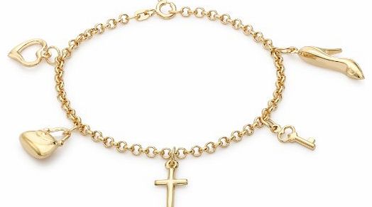 Carissima Gold Carissima 9ct Yellow Gold 5 Charm Belcher Bracelet 18cm/7``