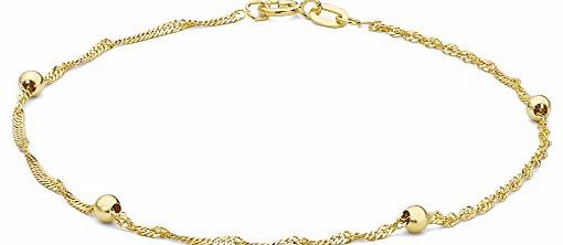 Carissima 9ct Yellow Gold Ball and Twist Curb Bracelet 18cm/7``