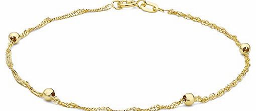 Carissima Gold Carissima 9ct Yellow Gold Ball and Twist Curb Bracelet 18cm/7``