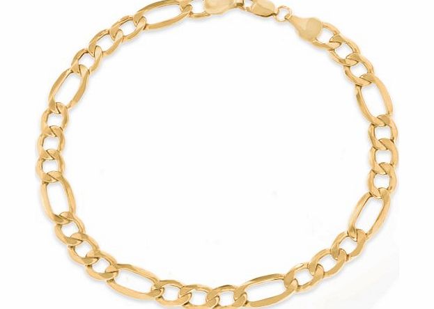 Carissima Gold Carissima 9ct Yellow Gold Diamond Cut Figaro Bracelet 19cm/7.5``