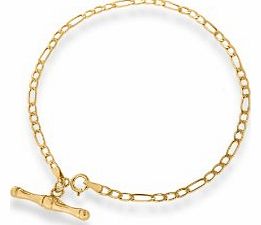 Carissima 9ct Yellow Gold Figaro T-Bar Bracelet 19cm/7.5``