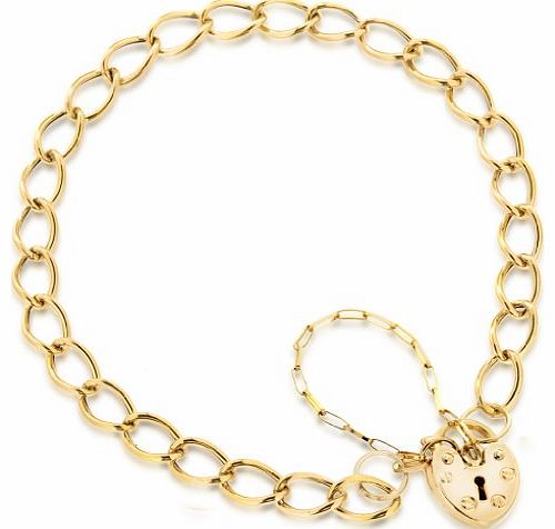 Carissima Gold Carissima 9ct Yellow Gold Heart Padlock Chain Bracelet 18cm/7``
