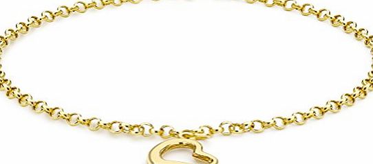 Carissima 9ct Yellow Gold Open Heart Drop Charm Bracelet 18cm/7``