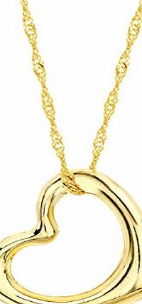 Carissima 9ct Yellow Gold Open Heart Pendant on Twist Curb Chain Necklace 46cm/18``