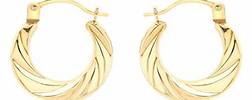 Carissima Gold Carissima 9ct Yellow Gold Patterned Creole Earrings