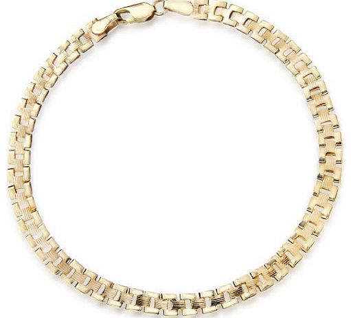 Carissima Gold Carissima 9ct Yellow Gold Ribbed Panther Link Bracelet 18cm/7``