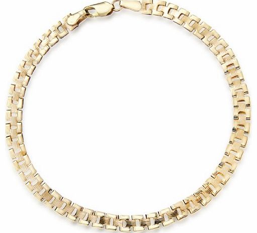 Carissima Gold Carissima 9ct Yellow Gold Ribbed Panther Link Bracelet 18cm/7``