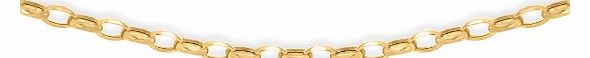 Carissima 9ct Yellow Gold Semi Hollow Oval Diamond Cut Belcher Chain Necklace 51cm/20``
