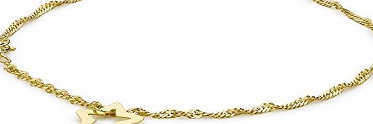 Carissima Gold Carissima 9ct Yellow Gold Twist Curb and Star Drop Bracelet 18cm/7``