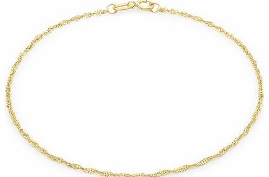 Carissima 9ct Yellow Gold Twist Curb Anklet 22.5cm/9``