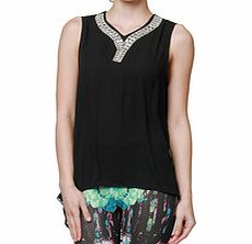 CARLA GIANNINI GOLD Black and rhinestone sleeveless blouse